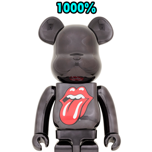 BE@RBRICK The Rolling Stones Lips & Tongue BLACK CHROME Ver.1000％ (TC)