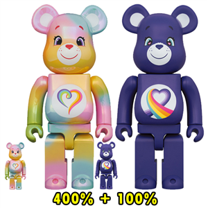 BE@RBRICK Care Bears - Togetherness Bear + Rainbow Heart Bear 100％ & 400％  (TC)    สินค้าใหม่